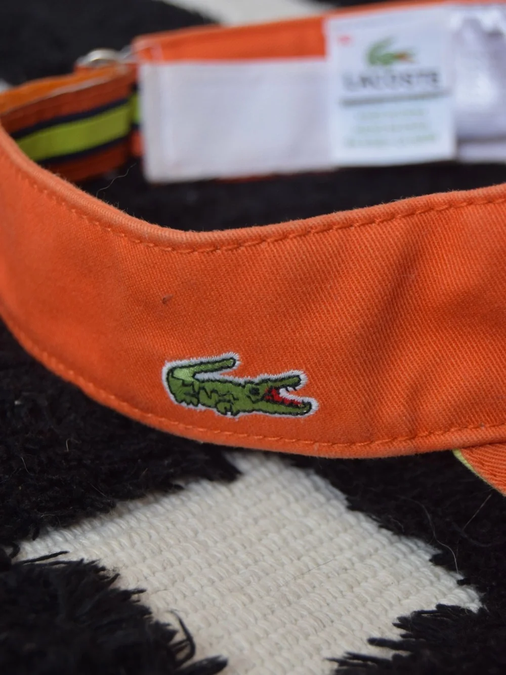 Lacoste Orange Visor with Lime Green Logo